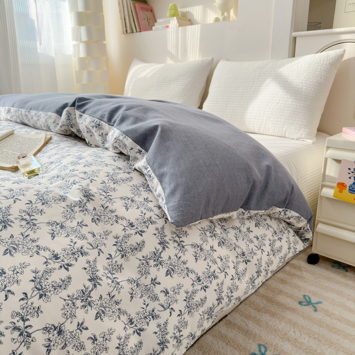 91家纺网 家纺一手货源 找家纺 清雅福 2025新款13070全棉小清新单被套 小墨兰