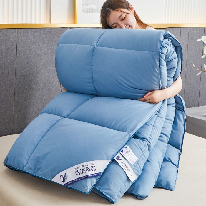 91家纺网 家纺一手货源 找家纺 招财星2店仓储 2025新款秋冬直播带货被子斜纹防羽布冬被春秋被被羽丝棉被 宾利蓝