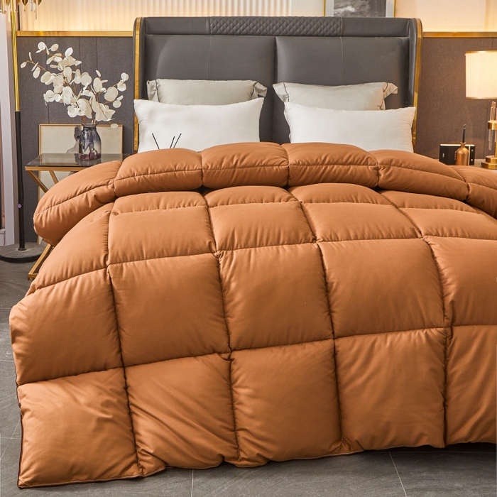 91家纺网 家纺一手货源 找家纺 招财星2店仓储 2025新款被子斜纹防羽布冬被春秋被被羽丝棉被 咖啡色