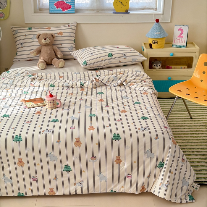 91家纺网 家纺一手货源 找家纺 木堇家居 25年春夏卡通小清新针织棉10%大豆夏被（长期款） 圣诞狂欢节