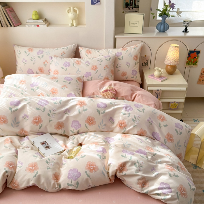 91家纺网 家纺一手货源 找家纺 清雅福 2025新款13070全棉小清新四件套 薄荷冬季·玉