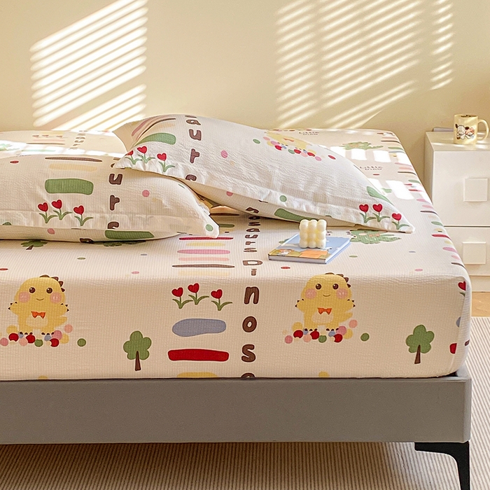 91家纺网 家纺一手货源 找家纺 恬澳家纺 2025新款泡泡棉印花枕套 恐龙宝贝