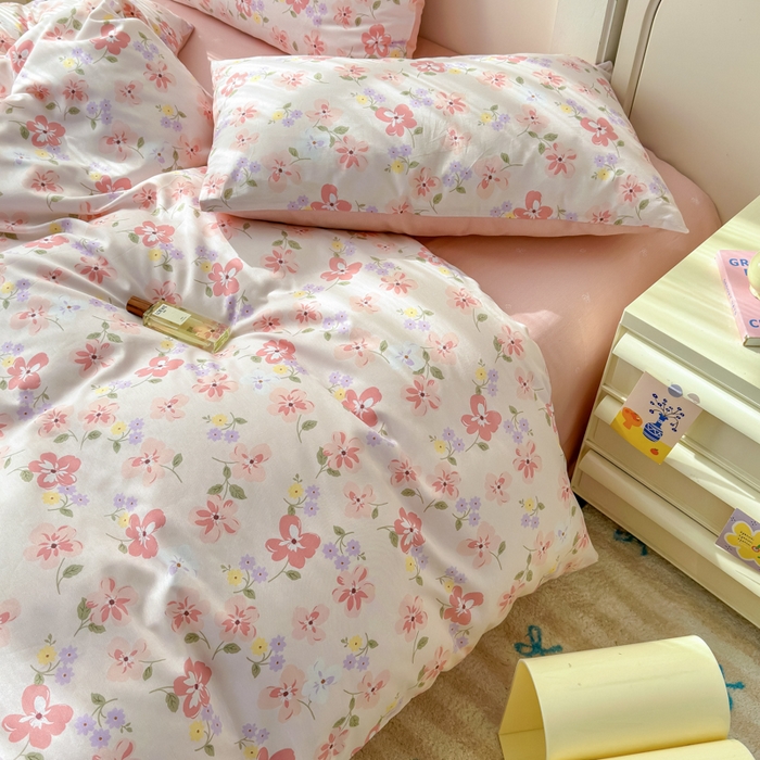 91家纺网 家纺一手货源 找家纺 清雅福 2025新款13070全棉小清新单枕套 芬芳·粉