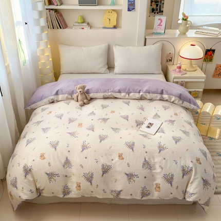 清雅福 2025新款13070全棉小清新单被套 松松熊