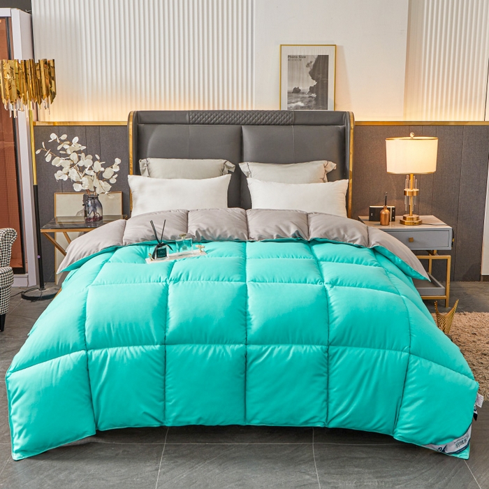 91家纺网 家纺一手货源 找家纺 招财星2店仓储 2025新款被子斜纹防羽布冬被春秋被被羽丝棉被 北岛绿灰