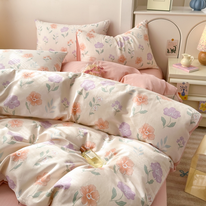 91家纺网 家纺一手货源 找家纺 清雅福 2025新款13070全棉小清新四件套 薄荷冬季·玉