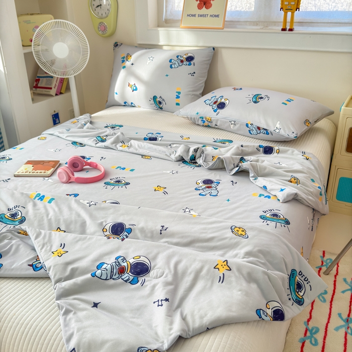 91家纺网 家纺一手货源 找家纺 木堇家居 25年春夏卡通小清新针织棉10%大豆夏被（长期款） 快乐星球