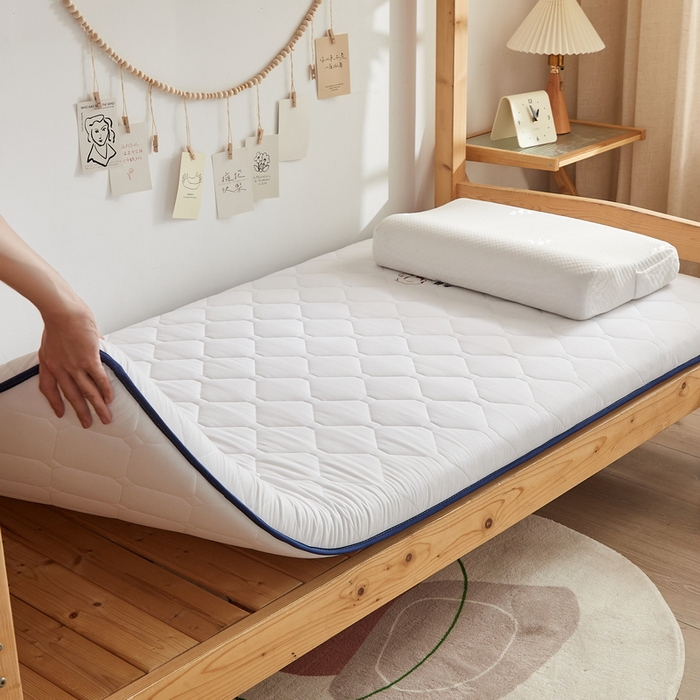 91家纺网 家纺一手货源 找家纺 招财狼家纺 2025新款水洗磨毛学生棉花海绵床垫-学生单边款 纯色棉花-极光白-厚度5cm