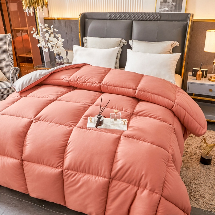 91家纺网 家纺一手货源 找家纺 招财星2店仓储 2025新款秋冬直播带货被子斜纹防羽布冬被春秋被被羽丝棉被 橘灰色