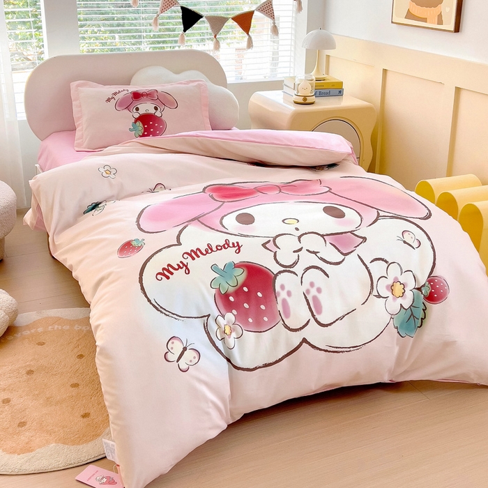 91家纺网 家纺一手货源 找家纺 （总）乐秀家纺 2025新款全棉A类大版定位幼儿园被子三件套卡通三丽鸥被套被芯六件套  