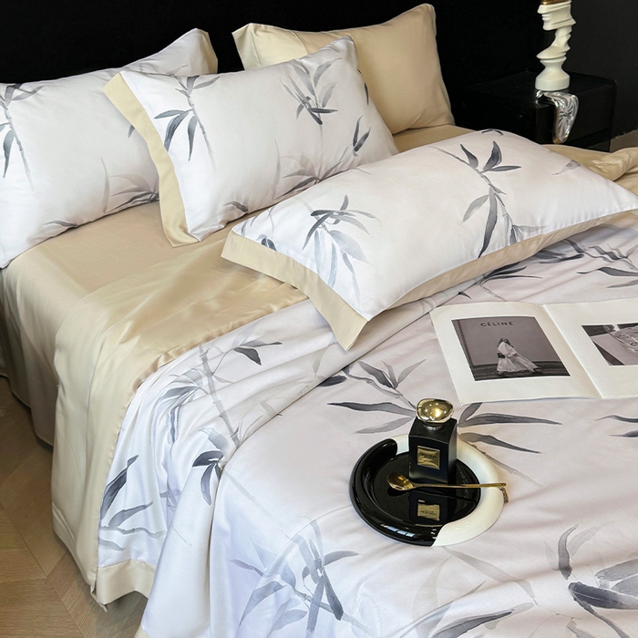 91家纺网 家纺一手货源 找家纺 迷尚家居 2025新款夏被100%莱赛尔数码印花夏被四件套50支天丝夏被 轻蔓竹