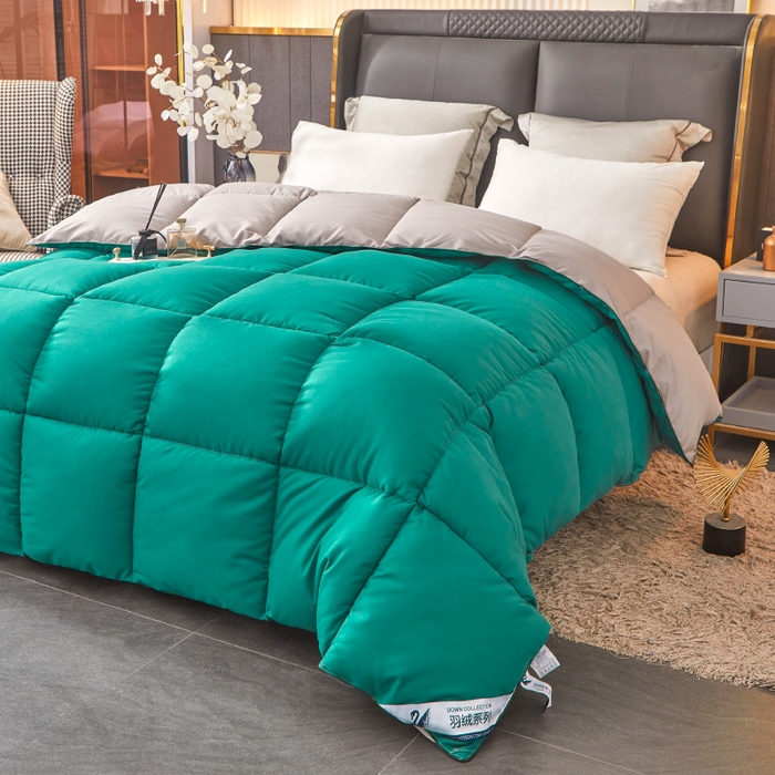 91家纺网 家纺一手货源 找家纺 招财星2店仓储 2025新款被子斜纹防羽布冬被春秋被被羽丝棉被 墨绿灰