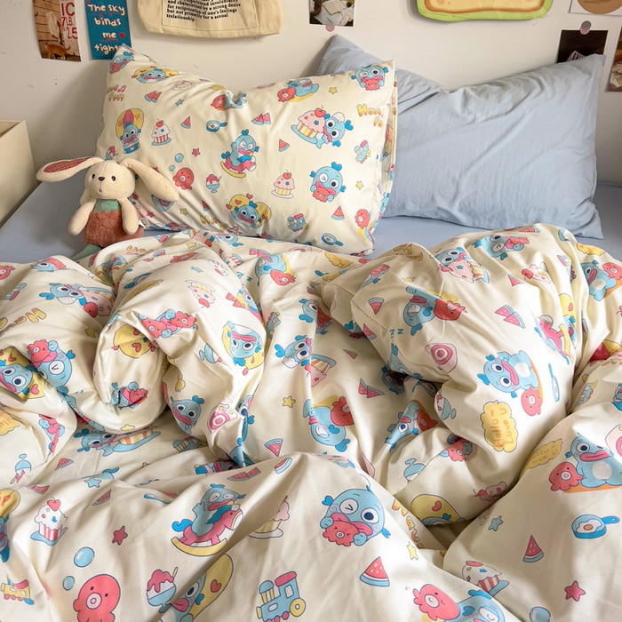 91家纺网 家纺一手货源 找家纺 水墨江南 2025新款超柔水洗棉系列四件套 多宝鱼