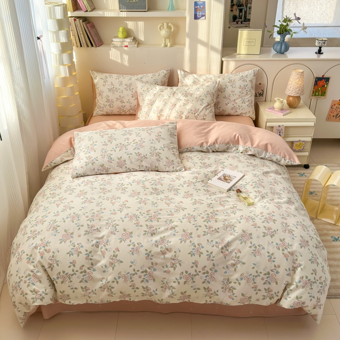 91家纺网 家纺一手货源 找家纺 清雅福 2025新款13070全棉小清新四件套 扶摇