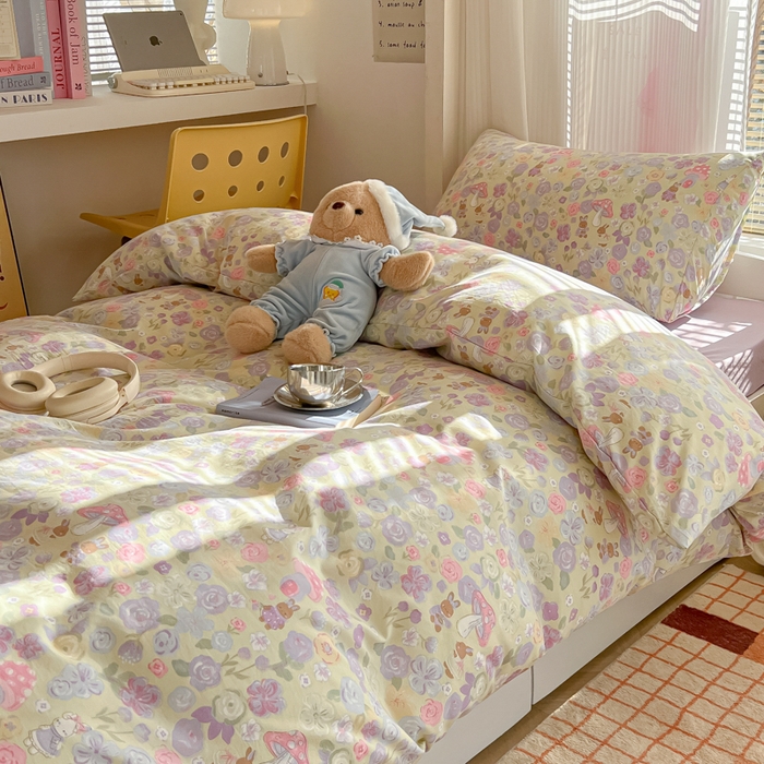 91家纺网 家纺一手货源 找家纺 韩巢家纺 2025新款超柔水洗棉学生宿舍寝室被套床单三件套 兔漫画报