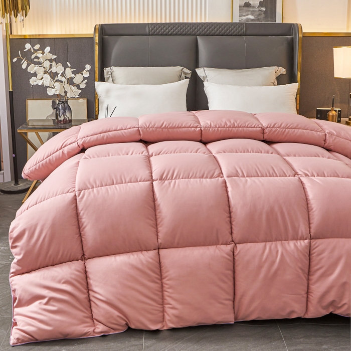 91家纺网 家纺一手货源 找家纺 招财星2店仓储 2025新款秋冬直播带货被子斜纹防羽布冬被春秋被被羽丝棉被 豆沙色