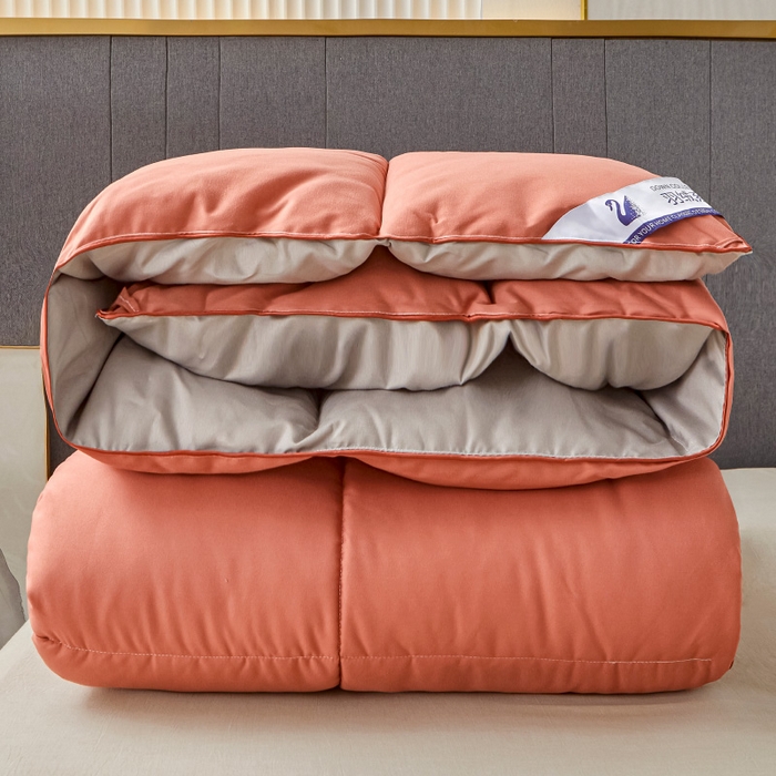 91家纺网 家纺一手货源 找家纺 招财星2店仓储 2025新款被子斜纹防羽布冬被春秋被被羽丝棉被 橘灰色
