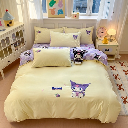 91家纺网 家纺一手货源 找家纺 （总）贝扬思家纺 2025新款水洗棉三丽鸥happy系列四件套