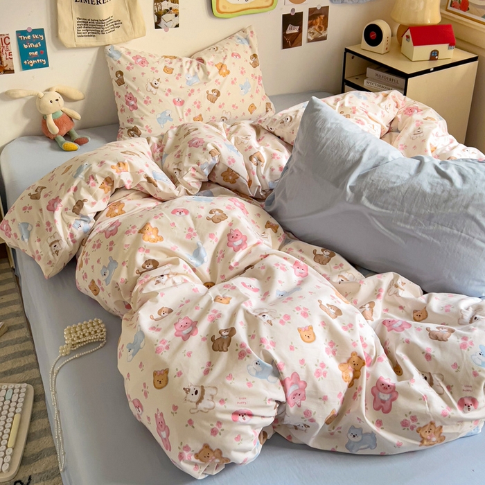 91家纺网 家纺一手货源 找家纺 水墨江南 2025新款超柔水洗棉系列四件套 动物乐园