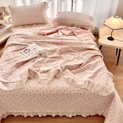 91家纺网 家纺一手货源 找家纺 尊妙被业 2025春夏新款全棉纯棉印花法式花边夏被夏凉被空调被夏被 瑶香私语-粉