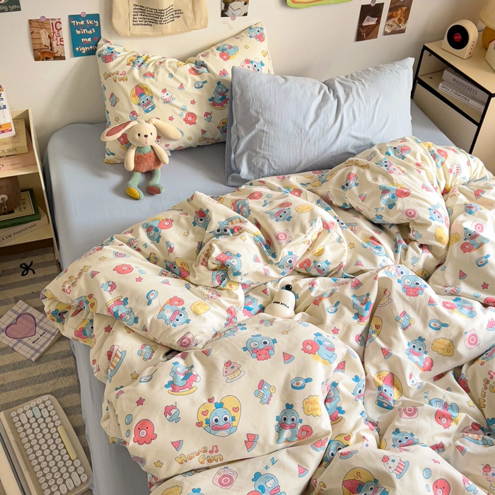 91家纺网 家纺一手货源 找家纺 水墨江南 2025新款超柔水洗棉系列四件套 多宝鱼