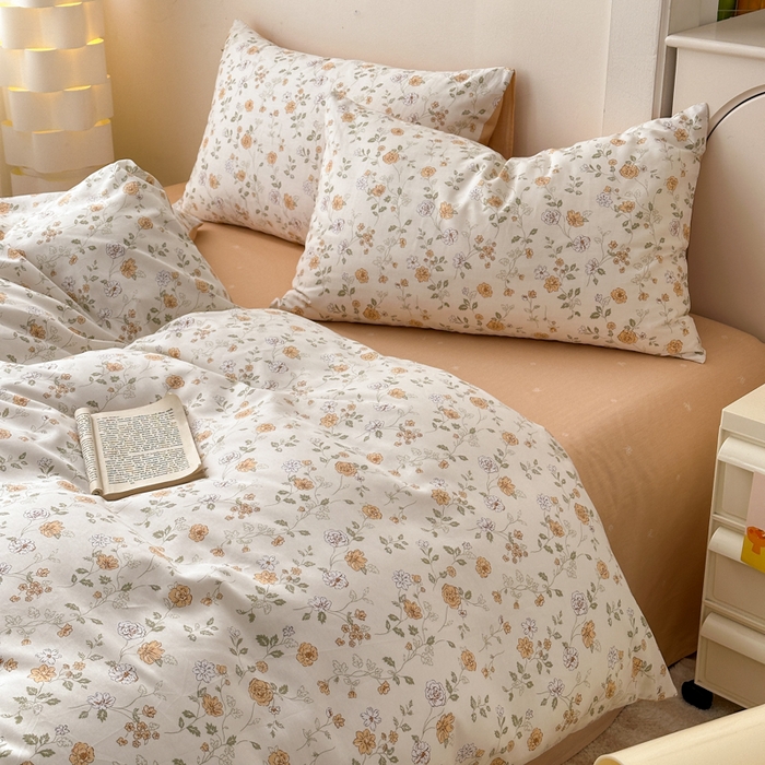 91家纺网 家纺一手货源 找家纺 清雅福 2025新款13070全棉小清新四件套 芬芳满座