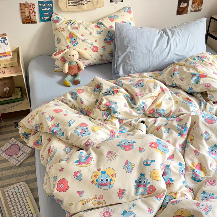 91家纺网 家纺一手货源 找家纺 水墨江南 2025新款超柔水洗棉系列四件套 多宝鱼