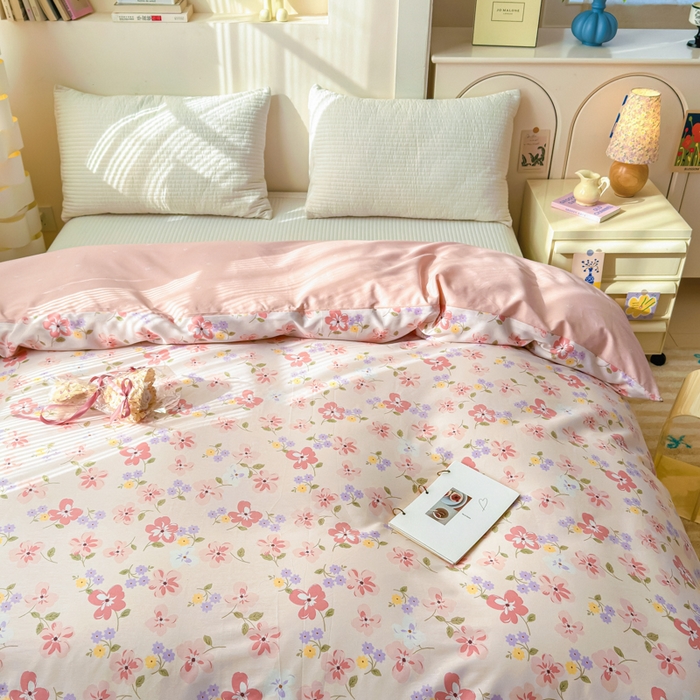 91家纺网 家纺一手货源 找家纺 清雅福 2025新款13070全棉小清新单被套 芬芳·粉