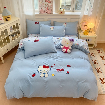 91家纺网 家纺一手货源 找家纺 （总）贝扬思家纺 2025新款水洗棉三丽鸥happy系列四件套