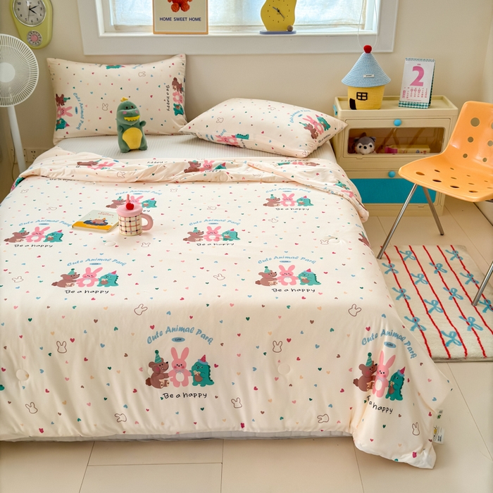 91家纺网 家纺一手货源 找家纺 木堇家居 25年春夏卡通小清新针织棉10%大豆夏被（长期款） 小伙伴