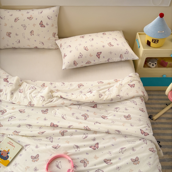 91家纺网 家纺一手货源 找家纺 木堇家居 25年春夏卡通小清新针织棉10%大豆夏被（长期款） 梦幻蝴蝶