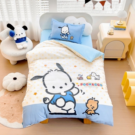 乐秀家纺 2025新款全棉A类大版定位幼儿园被子三件套卡通三丽鸥被套被芯六件套   星星帕恰狗