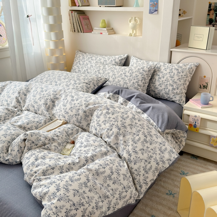 91家纺网 家纺一手货源 找家纺 清雅福 2025新款13070全棉小清新四件套 小墨兰