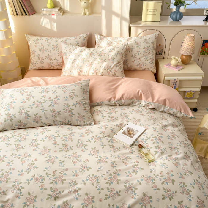 91家纺网 家纺一手货源 找家纺 清雅福 2025新款13070全棉小清新四件套 扶摇