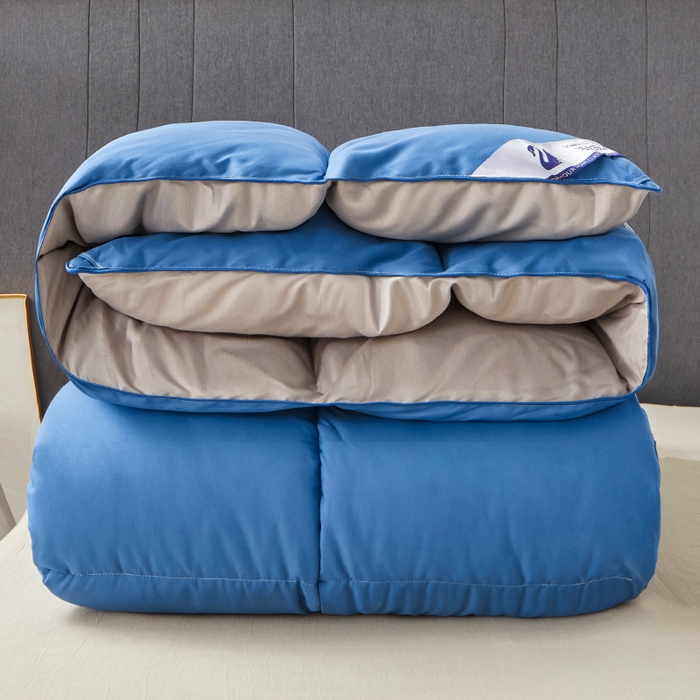 91家纺网 家纺一手货源 找家纺 招财星2店仓储 2025新款秋冬直播带货被子斜纹防羽布冬被春秋被被羽丝棉被 蓝灰色