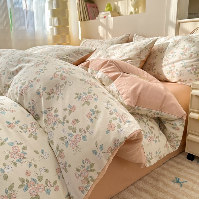 91家纺网 家纺一手货源 找家纺 清雅福 2025新款13070全棉小清新四件套 扶摇