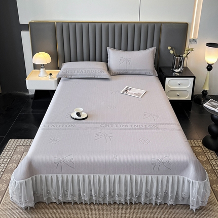 阿牛席业 2025新款凉感床盖系列 h-蝴蝶结-灰（床盖）