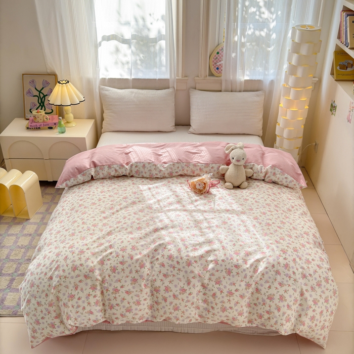 91家纺网 家纺一手货源 找家纺 清雅福 2025全棉13372小清新四件套和单品早春系列第一批 - 单被套 曼妙