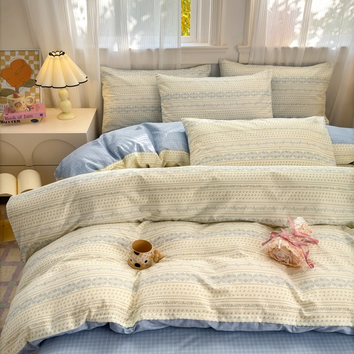 91家纺网 家纺一手货源 找家纺 清雅福 2025全棉13372小清新四件套和单品早春系列第一批-单枕套 西海岸