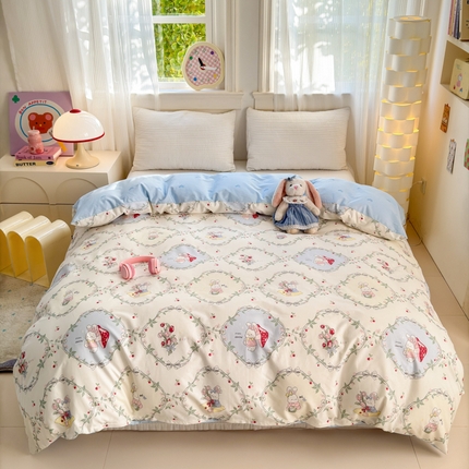 清雅福 2025全棉13372小清新四件套和单品早春系列第一批 - 单被套 春游泡泡