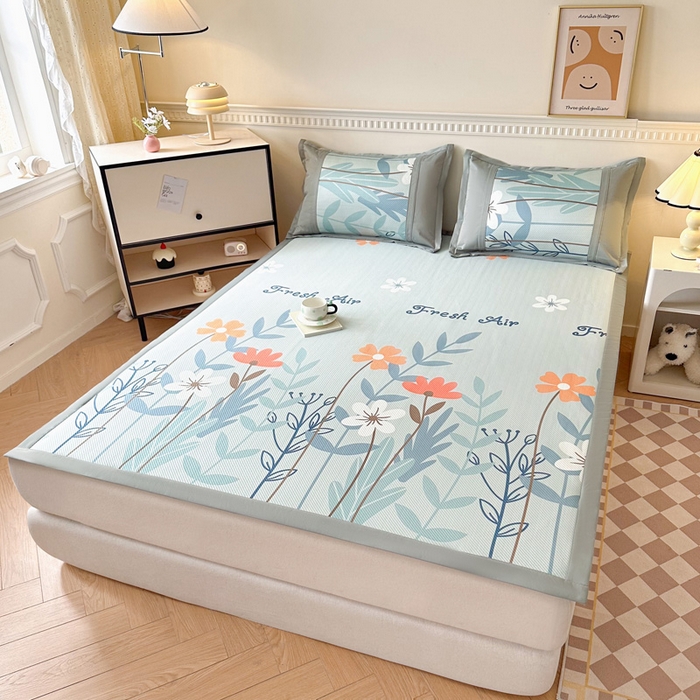 91家纺网 家纺一手货源 找家纺 阿牛席业 2025新款凉感印花软席系列一 花开浪漫