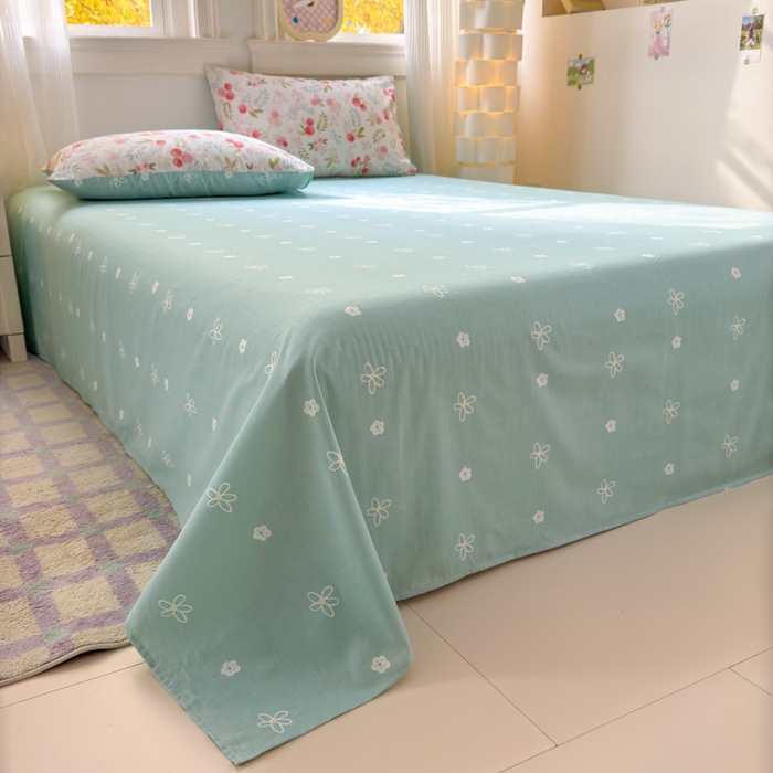 91家纺网 家纺一手货源 找家纺 清雅福 2025全棉13372小清新四件套和单品早春系列第一批 - 单被套 繁樱似梦