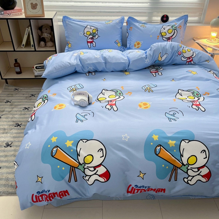 91家纺网 家纺一手货源 找家纺 蘭菲家纺 2025新款经典奥特曼小版全棉印花四件套 科学家