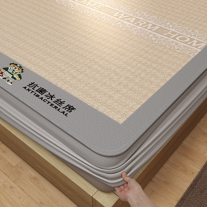 91家纺网 家纺一手货源 找家纺 阿牛席业 2025新款熊先生凉感冰丝系列凉席 熊先生-咖床笠款