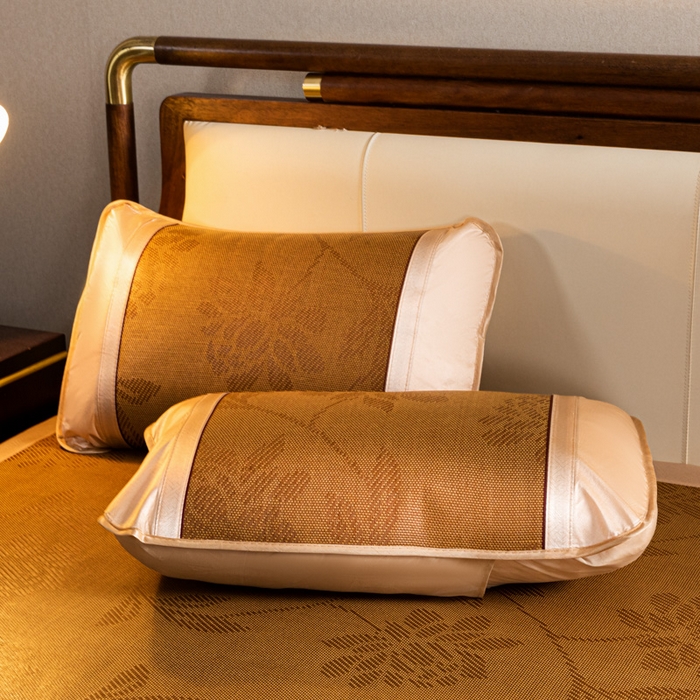 91家纺网 家纺一手货源 找家纺 阿牛席业 2025新款舒爽藤席系列-A-半包藤席 大头水中花