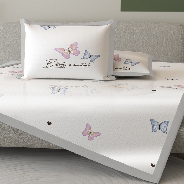 91家纺网 家纺一手货源 找家纺 阿牛席业 2025新款凉感印花软席系列二条席款 蝴蝶谷