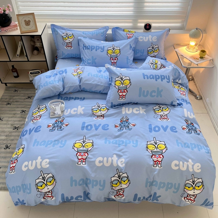 91家纺网 家纺一手货源 找家纺 蘭菲家纺 2025新款经典奥特曼小版全棉印花四件套 上学