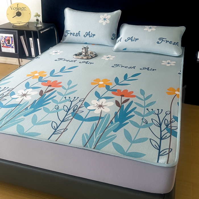 91家纺网 家纺一手货源 找家纺 阿牛席业 2025新款凉感印花软席系列二床笠款 花园妙想