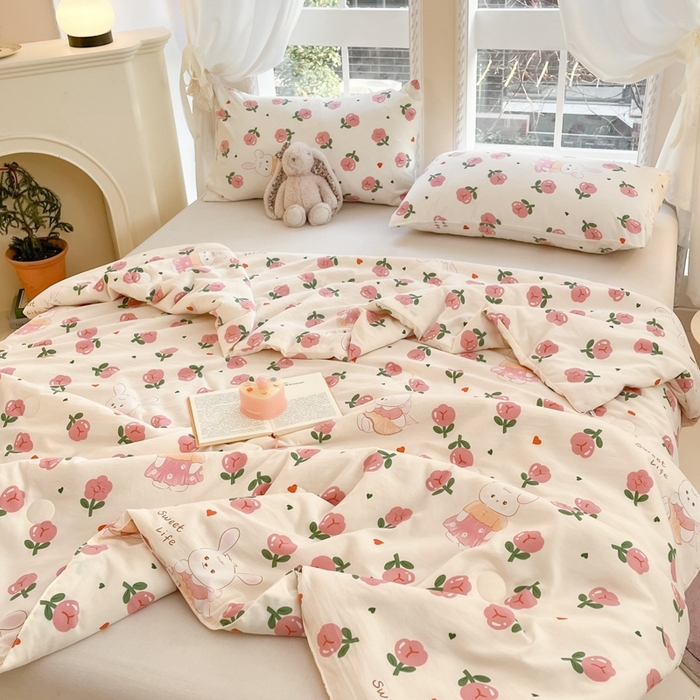 91家纺网 家纺一手货源 找家纺 星巴k家纺 2025糯糯棉A类大豆蛋白纤维夏凉被双层纱水洗棉夏被大豆被 曼塔玫瑰