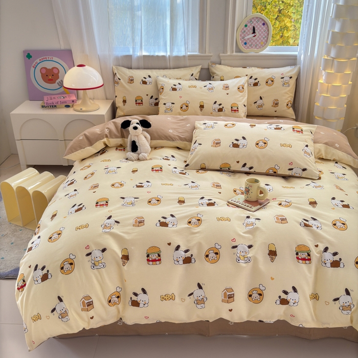 91家纺网 家纺一手货源 找家纺 清雅福 2025全棉13372小清新四件套和单品早春系列第一批-单枕套 汉堡狗